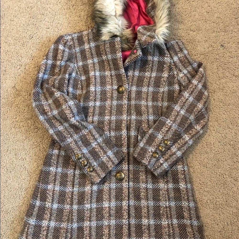 Juicy Couture Tweed Coat | Fur Lined Hood